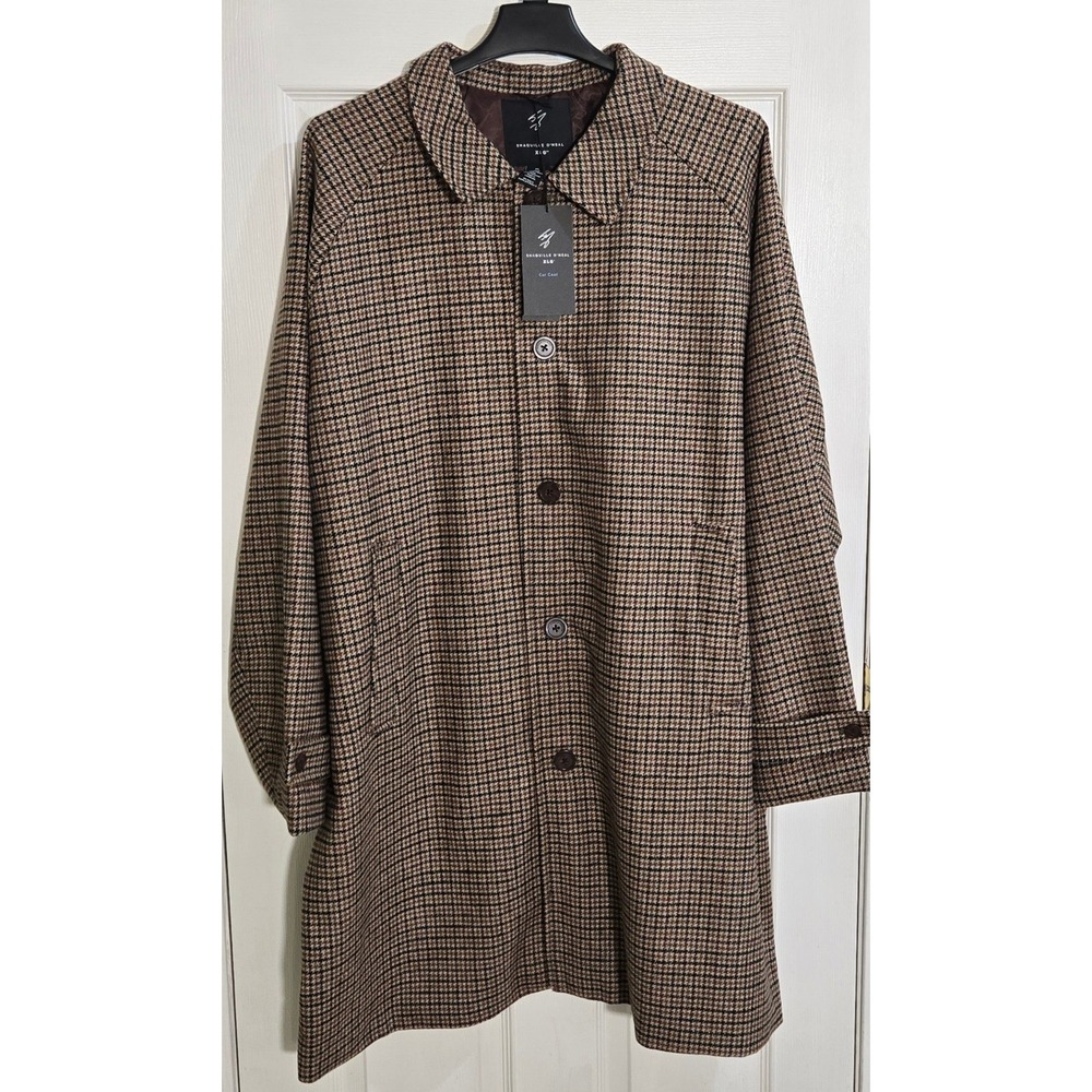 Shaquille O'Neal XLG Mens 3XL Car Coat Burgundy Tartan Plaid Fully Lined New